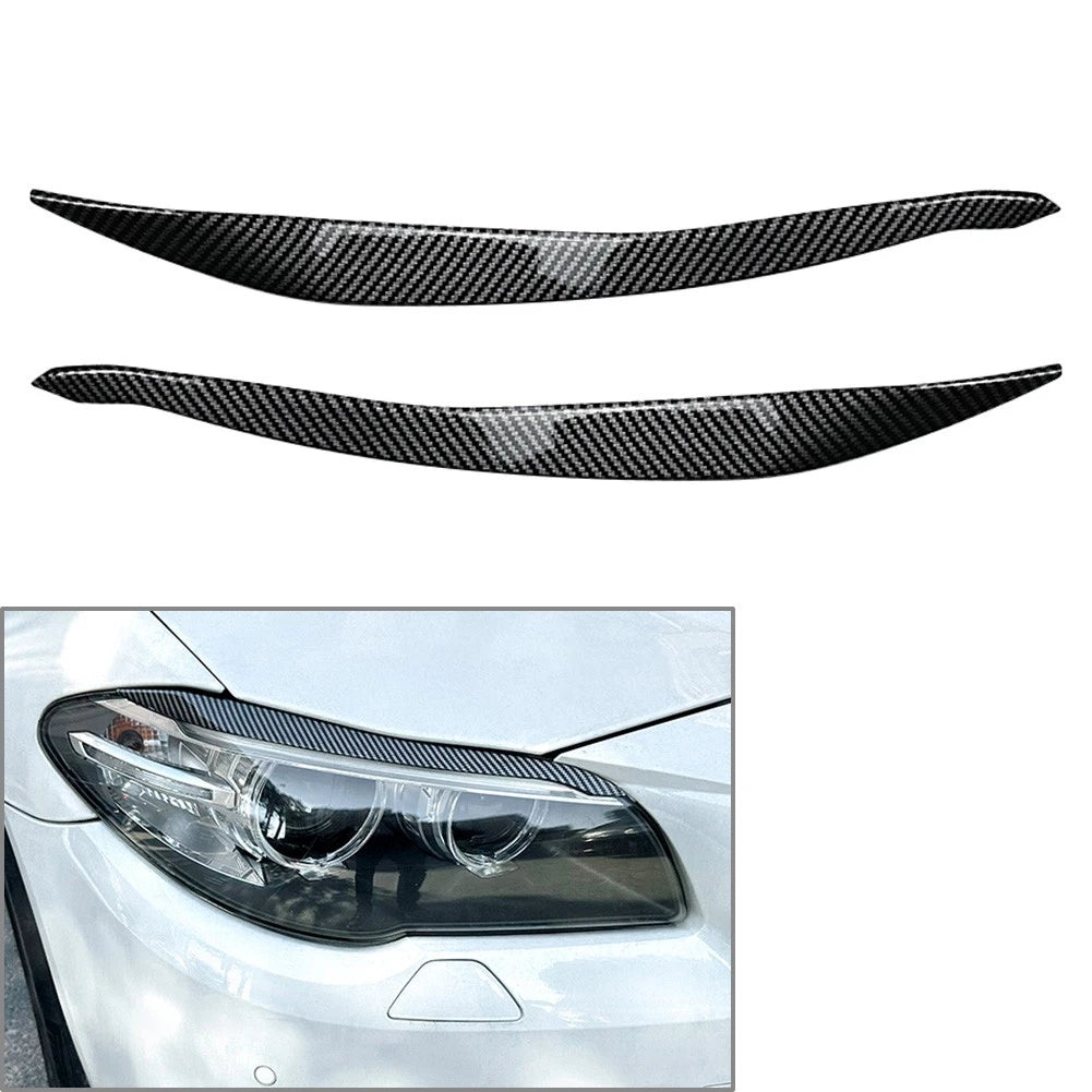 Front Headlight Eyelids Eyebrow Cover Carbon For BMW 5 Series F10 F11 2015-17 US