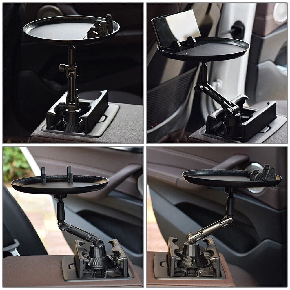 Cup Drink Holder Table Tray w/ Cell Phone Slot Coffee Stand Food Tray Long Style