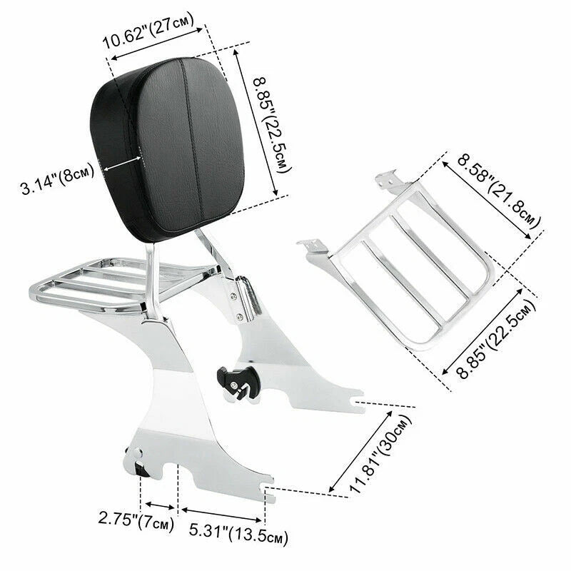 Sissy Bar Backrest Luggage Rack Fit For Harley Sportster 883 1200 48 72 04-22 US