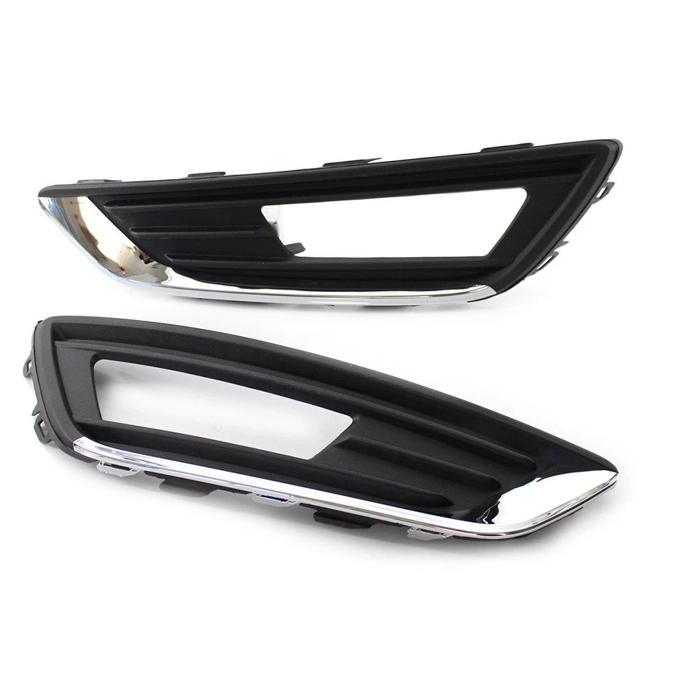 1Pair Chrome Black Front Bumper Grill Fog Light Lamp Covers Fit FORD Focus 15-17