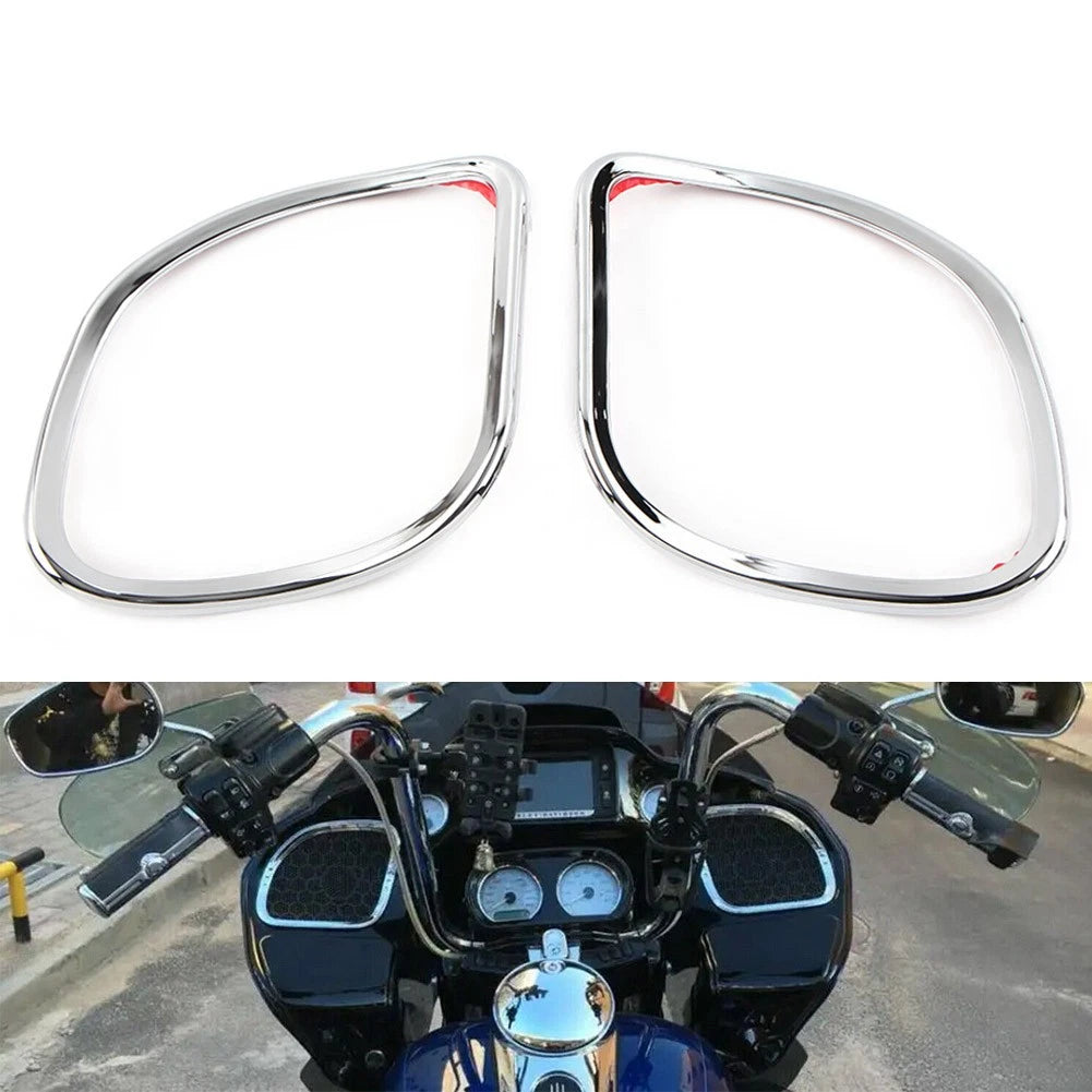 Chrome Front Speaker Trim For Harley Road Glide Custom FLTRX FLTR 15-18