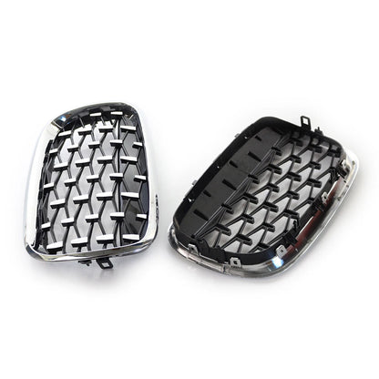 Front Kidney Grille Grill Diamond Style For BMW X5 E70 07-13 ABS Chrome 2pcs US