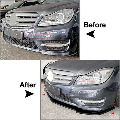 Front Bumper Spoiler For MBenz C Class W204 S204 Facelift 2011-14 Carbon Look