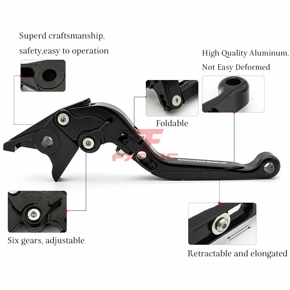 For Honda MONKEY Z125 2018-2024 Fold Extend Brake Clutch Levers Grips Black Set