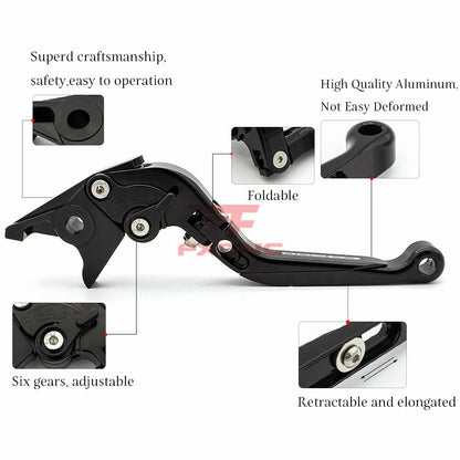 For Honda MONKEY Z125 2018-2024 Fold Extend Brake Clutch Levers Grips Black Set