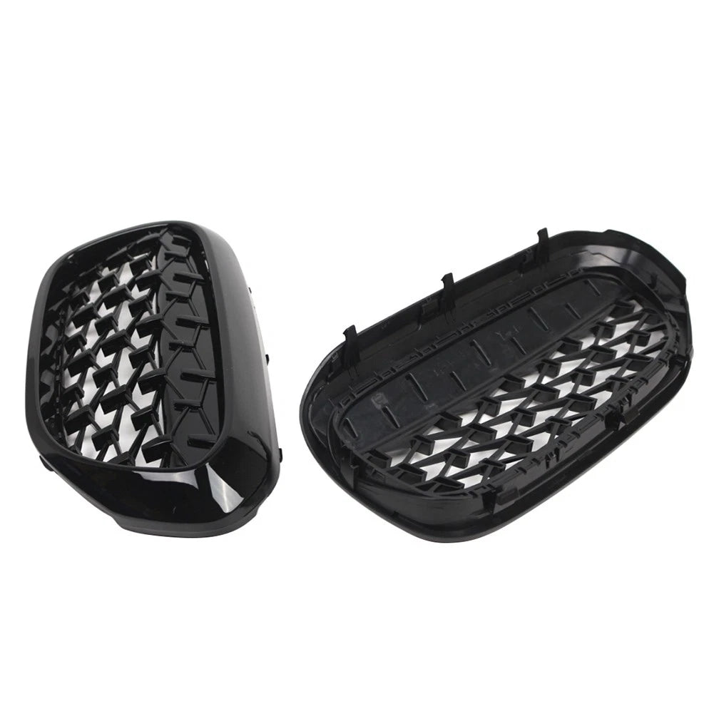 1 Pair Front Kidney Grille Glossy Black For BMW 5 Series G30 G31 2017-2019