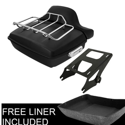 Matte Chopped Trunk Backrest Pad Mount Rack Fit For Harley Touring 2014-Up 2015