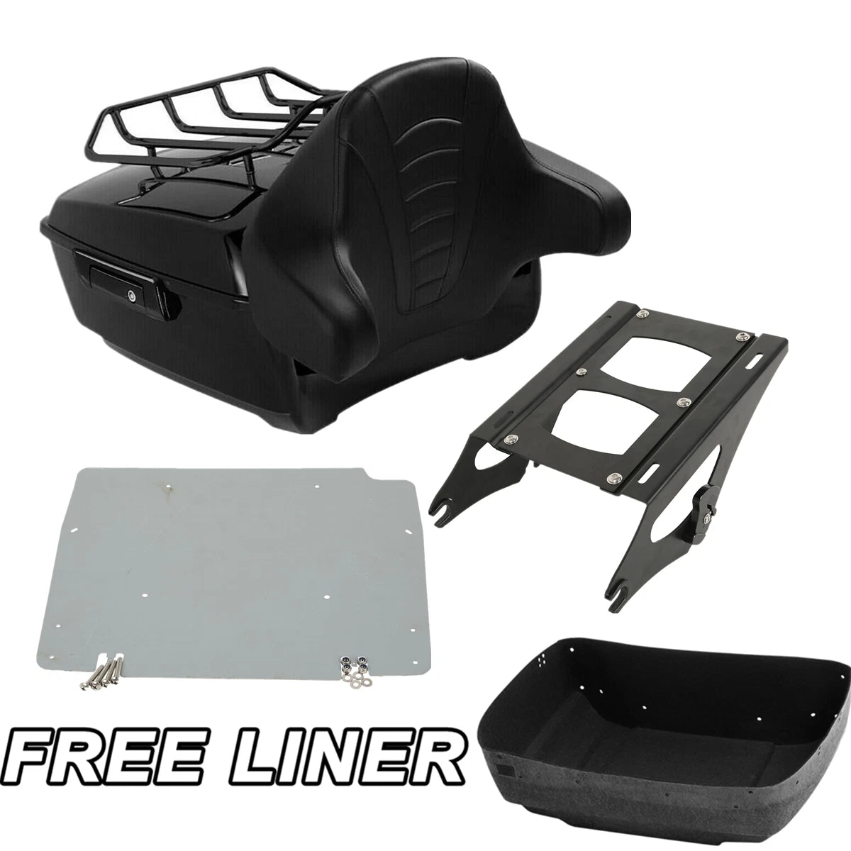 King Trunk Pad Rack Plate Fit For Harley Touring Road Glide King 2014-2025 Black