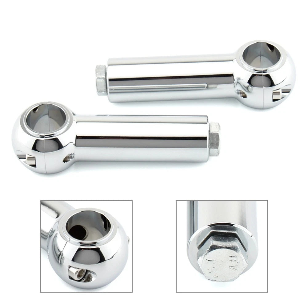 2pcs Handlebar Clamp Riser Rise Bar For Harley Cruisers Choppers Chrome