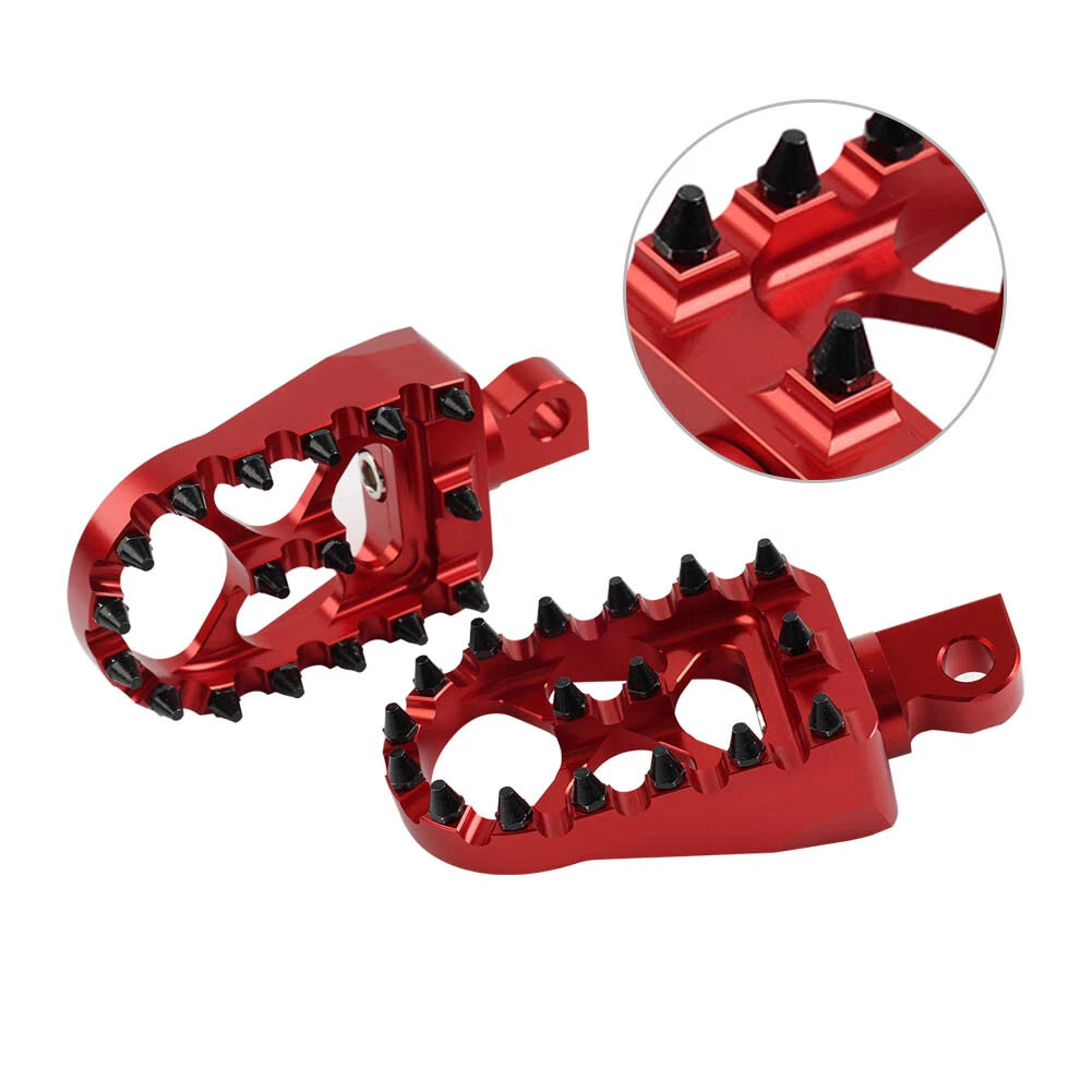 Wide Fat Foot Pegs MX Style Footpegs For Harley Dyna Sportster Fatboy Red+Black