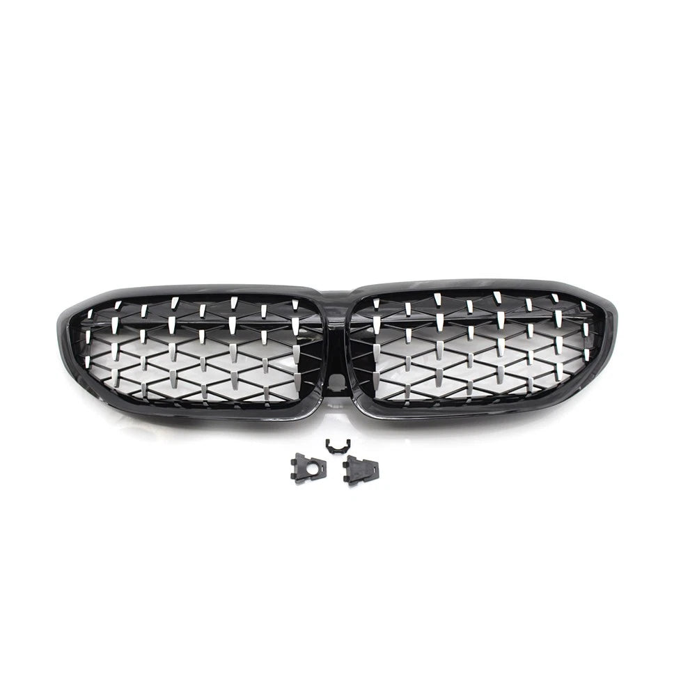 Pair Front Bumper Kidney Grill Diamond Grille For BMW 3 Series G20 G21 2019-2022