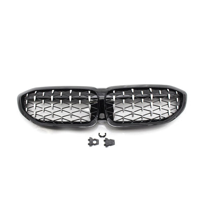 Pair Front Bumper Kidney Grill Diamond Grille For BMW 3 Series G20 G21 2019-2022