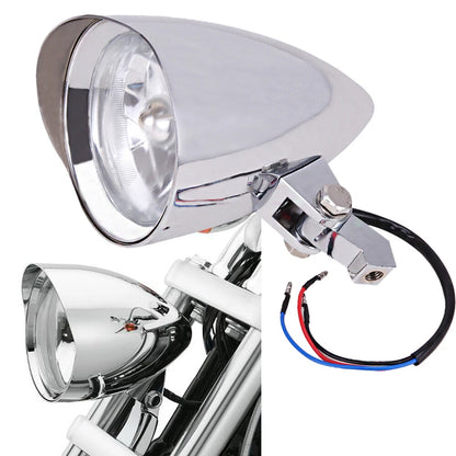 Chrome 4.5" Bullet Headlight For Harley Sportster Dyna Softail FXR FXST Chopper