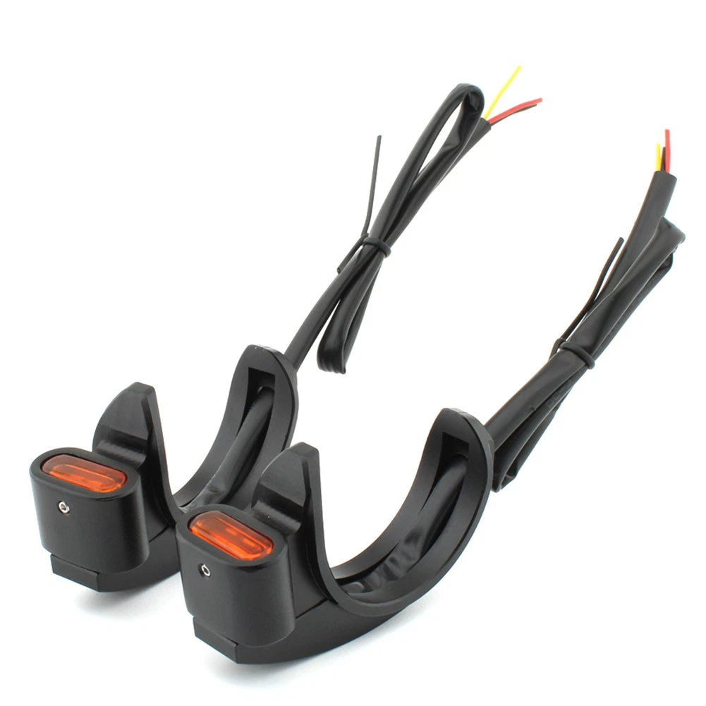 LED Front Turn Signal Light For Harley 49-51mm Front Fork Shock Absorber Amber
