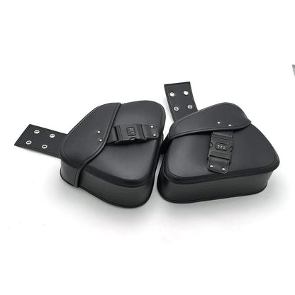 Password Lock Motorcycle Saddlebag For Harley Honda Rear Side Bags PU Leather