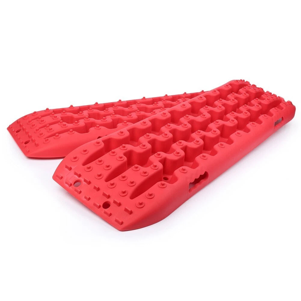 Red 2X Recovery Traction Sand Tracks Snow Mud Track Tire Ladder 4WD Off Road