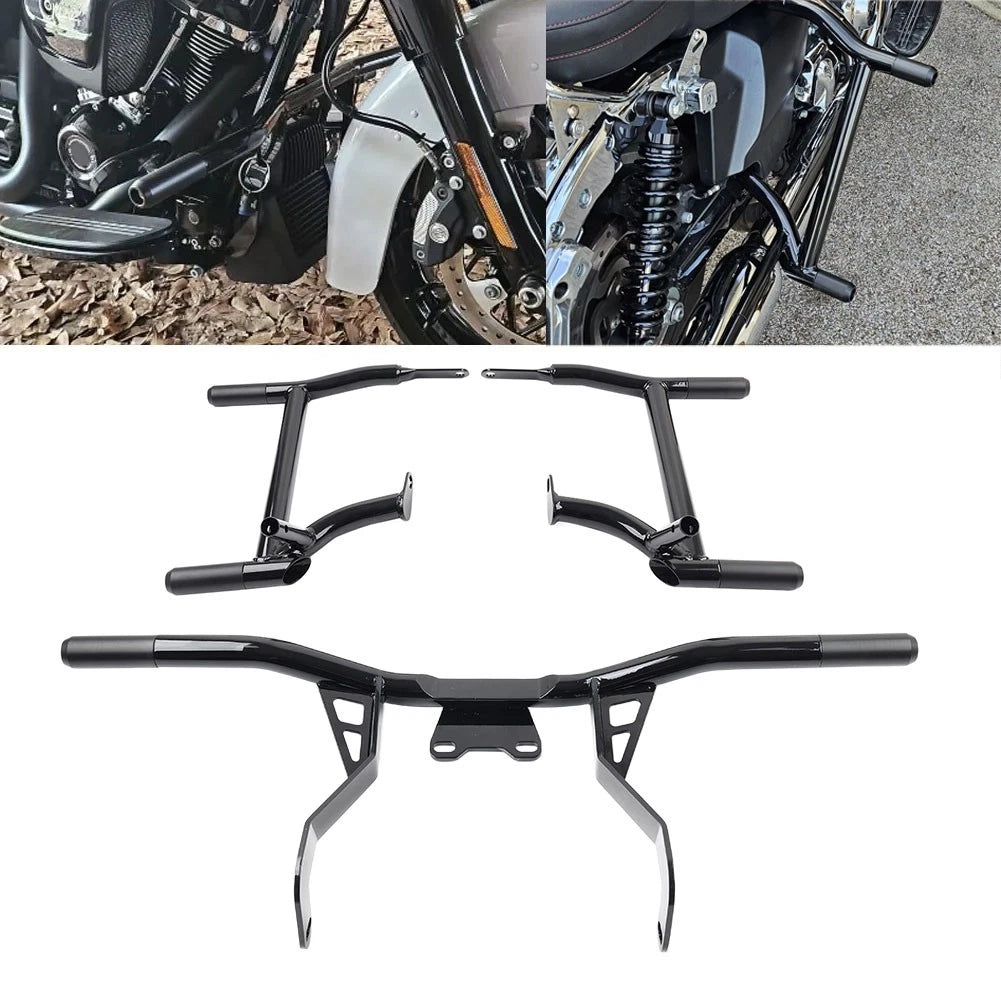 Saddlebag Rail Front Engine Guard Crash Bar For Harley Road Street Glide 2014-24