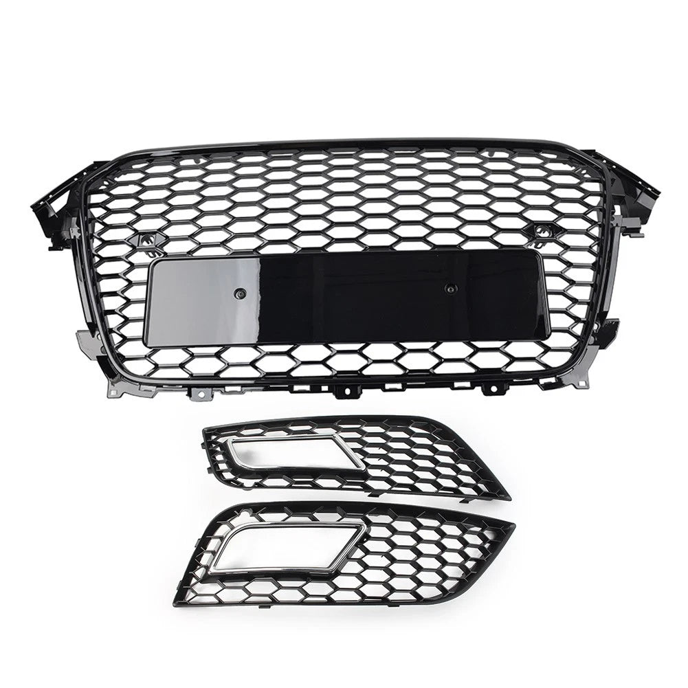 Front Hood Grille Fog Light Covers Honeycomb Style For Audi A4 2013-2016