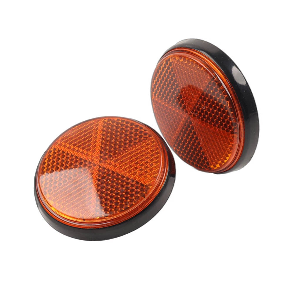 M5 2PCS Round Warning Reflector Side Marker Universal For Motorcycle ATV Yellow