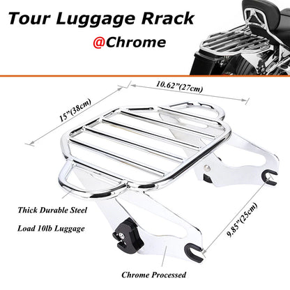 Detachable 2-Up Luggage Rack For Harley Touring Road King Electra Glide 2009-22