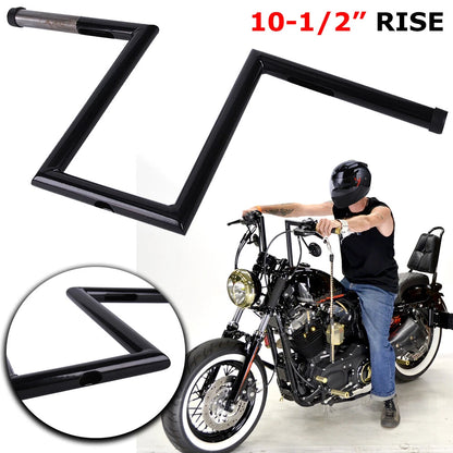 10-1/2" Rise 1" Ape Hangers Handlebar Z-Bars For Harley Sportster Softail Fatboy