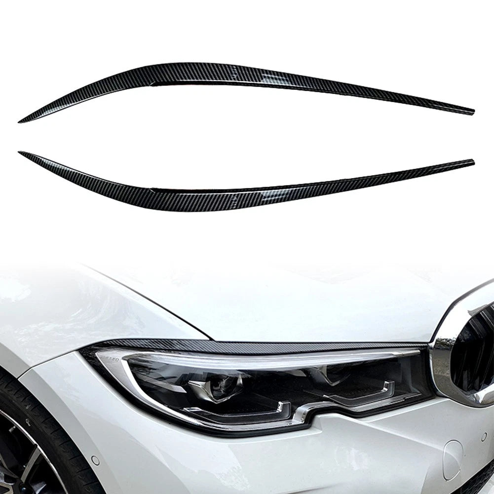 1 Pair ABS Plastic Headlight Eyebrow Eyelid Cover For BMW 3 Series G20 2019-2021