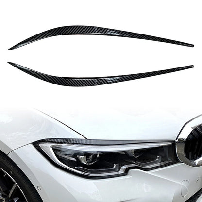 1 Pair ABS Plastic Headlight Eyebrow Eyelid Cover For BMW 3 Series G20 2019-2021