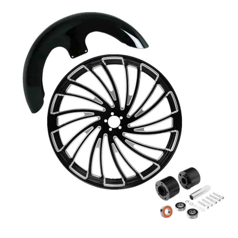 23" Front Wheel Rim Dual Disc Hub Fender Fit For Harley Electra Glide ABS 97-21