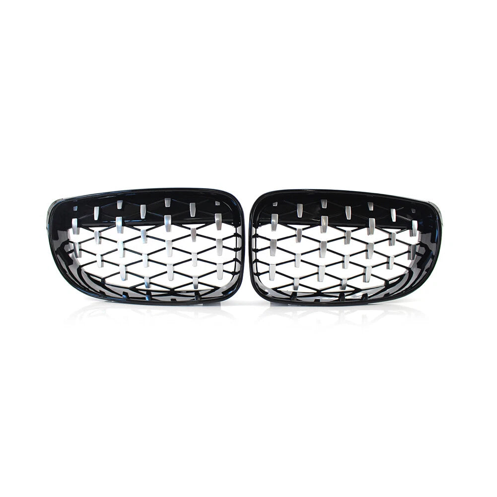 Chrome Black Diamond Front Kidney Grill For BMW 1 Series E81 E82 E87 E88 Pair