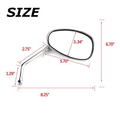 Chrome Motorcycle Rear View Side Mirrors Long Stem For Honda Suzuki Kawaski 10mm