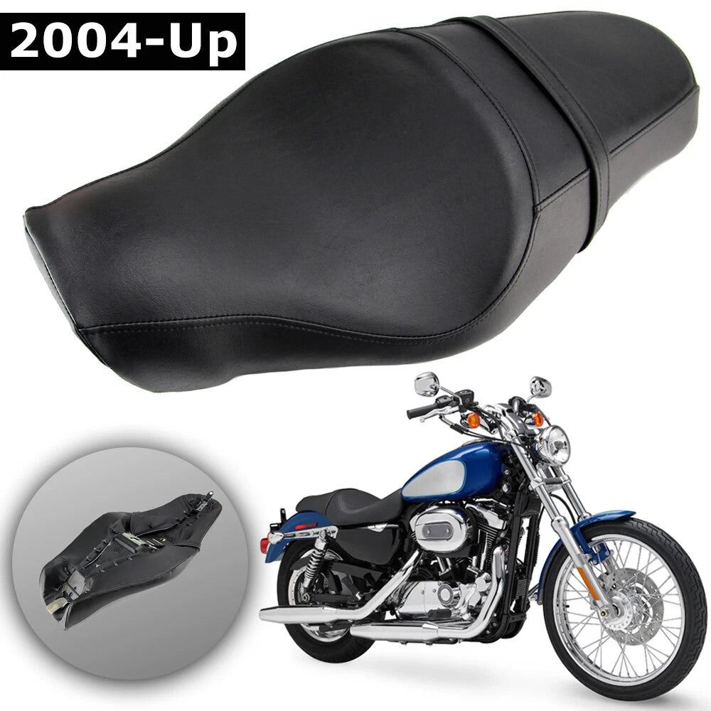 Two Up Seat Passenger Driver Saddle For Harley Sportster XL 883 1200 48 72 Iron