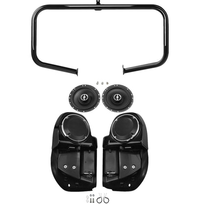 Lower Vented Fairings & Speakers & Engine Guard Bar Fit For Harley Touring 14-24