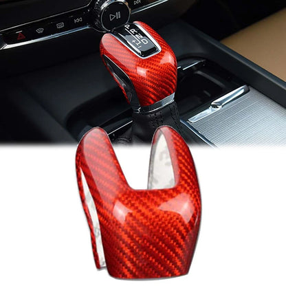 Carbon Fiber Gear Shift Knob Cover Trim For Volvo XC60 XC90 S60 S90 V60/90 Red