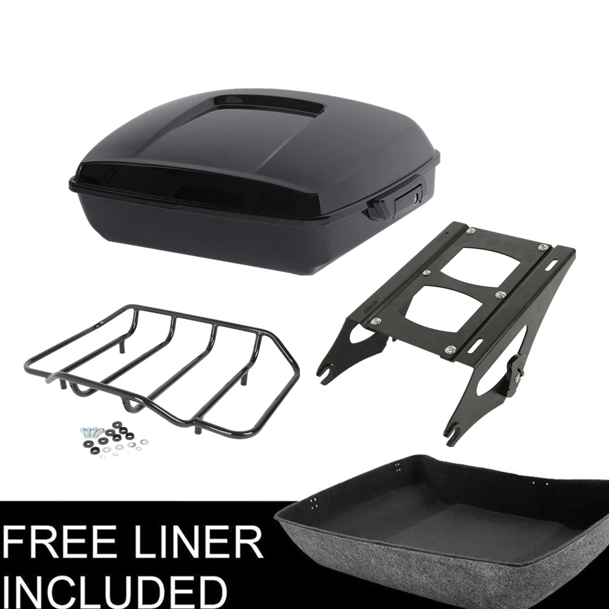 Black Chopped Trunk Pad Mount Rack Fit For Harley Touring Street Glide 14-26 US
