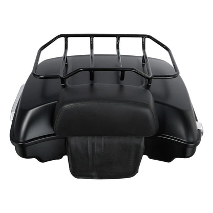 Matte Black Razor Trunk Backrest Pad Top Rack Fit Fit For Harley Touring 2014-Up
