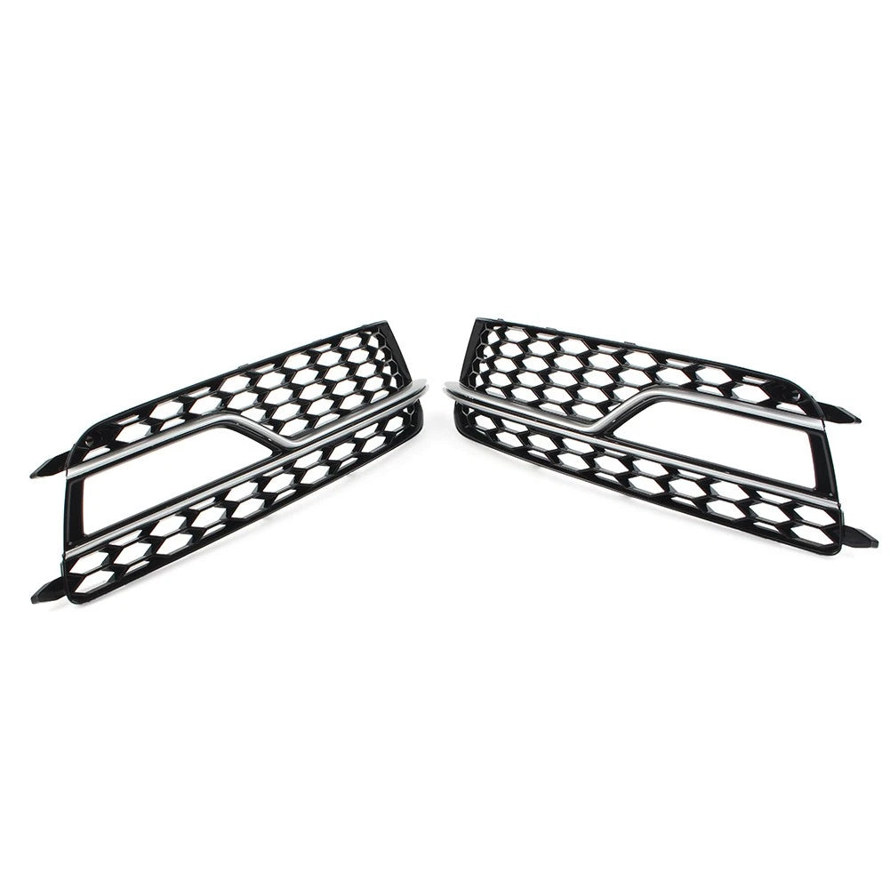 1 Pair Front Bumper Mesh Fog Light Grille Cover For Audi A5 S5 2013-2017