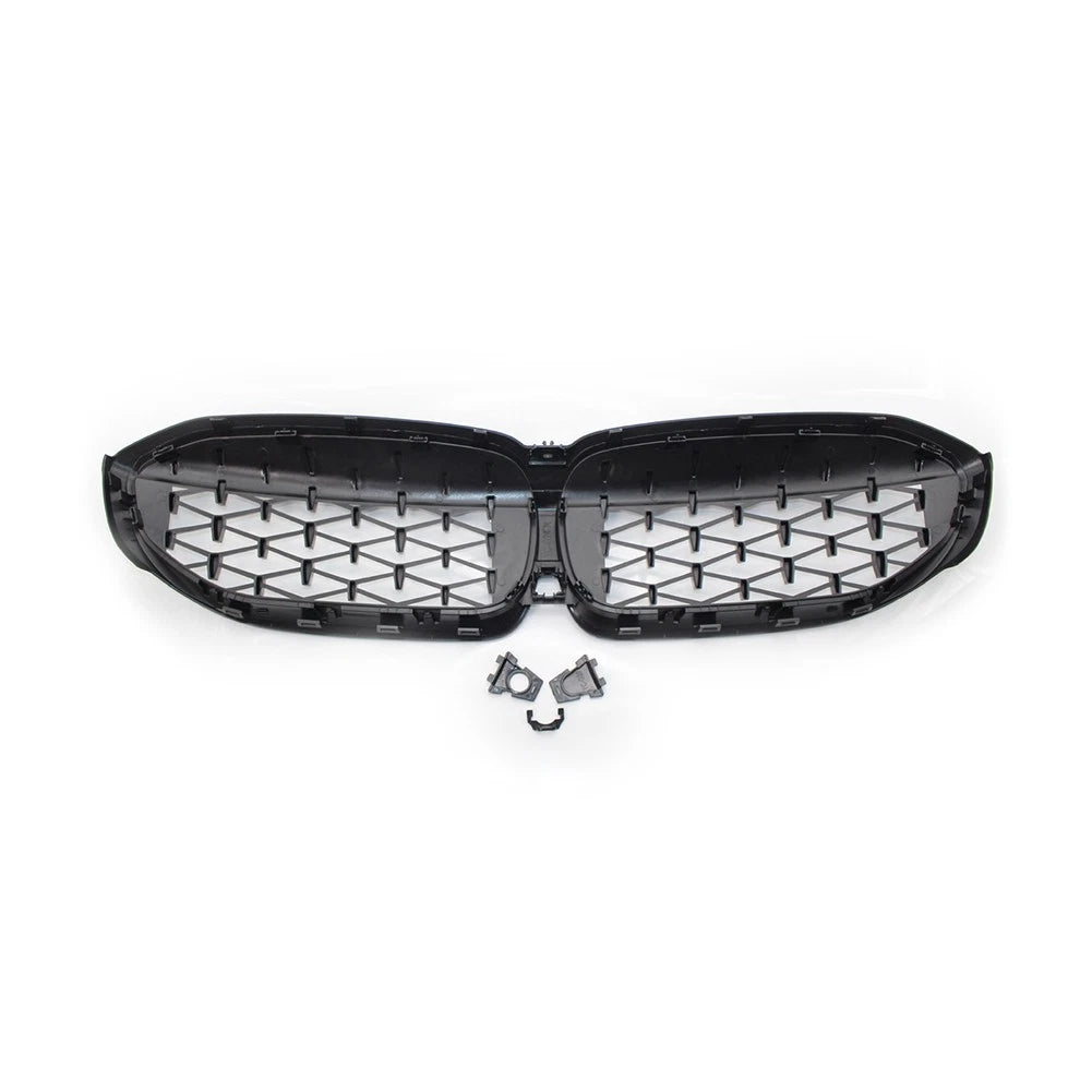 Pair Front Bumper Kidney Grill Diamond Grille For BMW 3 Series G20 G21 2019-2022