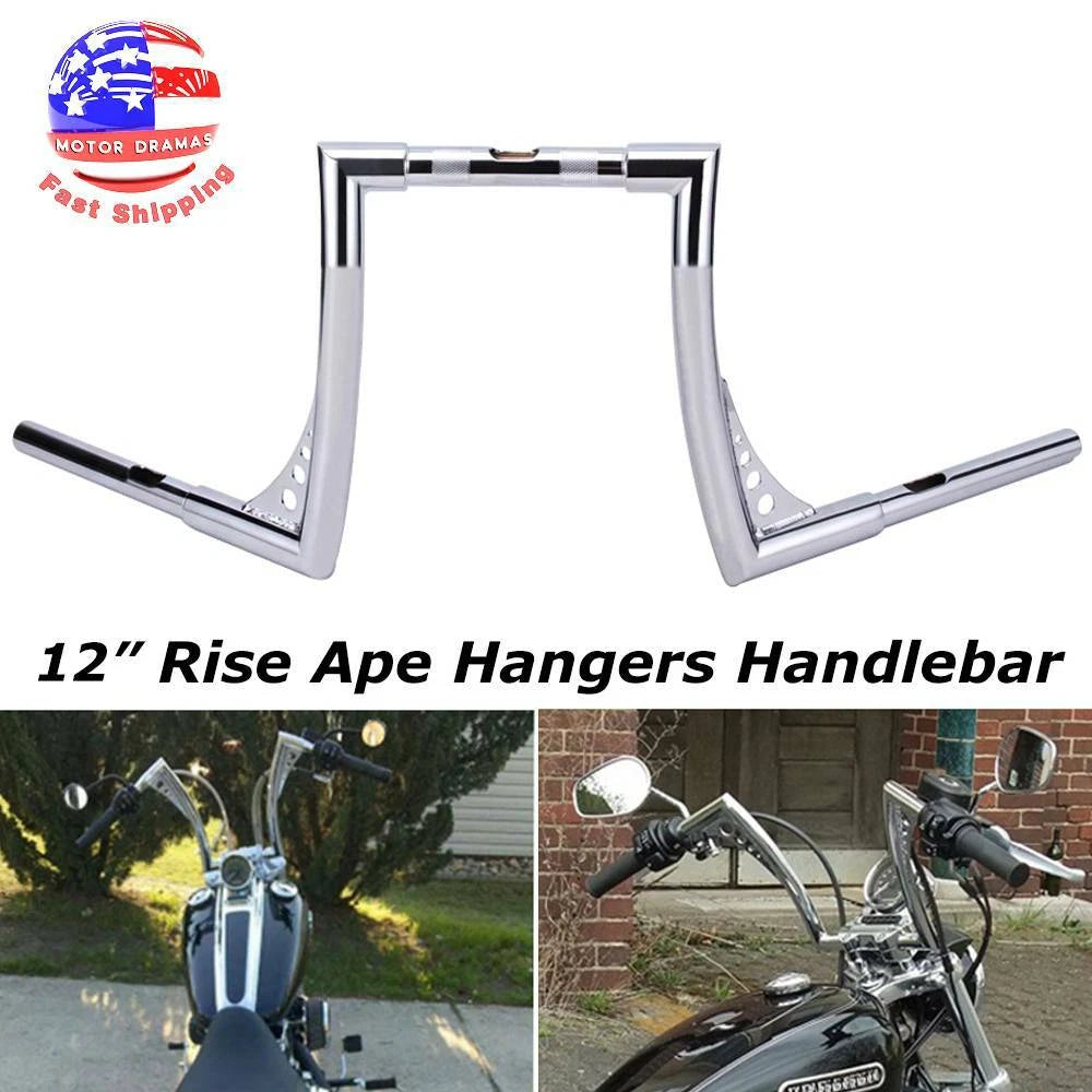Chrome 12" Rise 1.25'' Ape Hanger Handle Bar For Harley Sportster XL 883 Softail