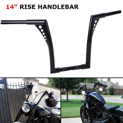 14" Rise Handlebars Ape Hanger Bars For Harley Touring Sportster XL Softail Dyna