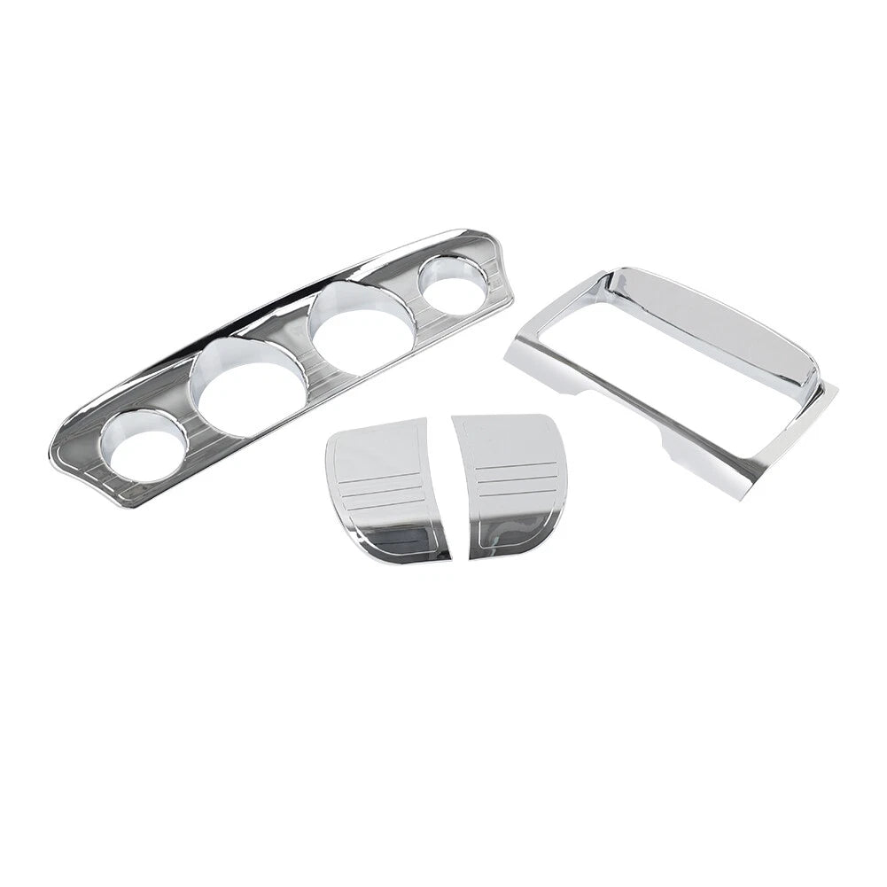 Tri Line Gauge Stereo Accent Trim Cover For Harley Touring Electra Street Glide