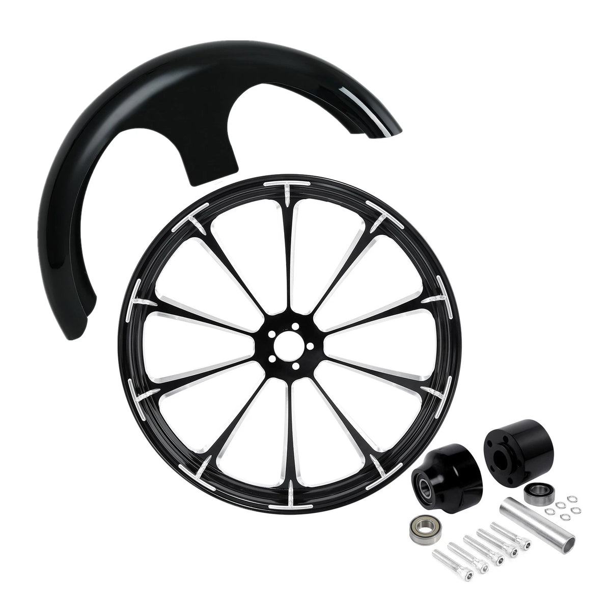 30" Front Wheel Rim Hub Single Disc Painted Fender For Harley Touring 08-Up ABS
