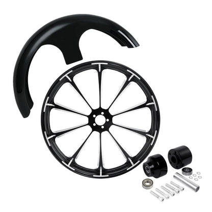 30" Front Wheel Rim Hub Single Disc Painted Fender For Harley Touring 08-Up ABS
