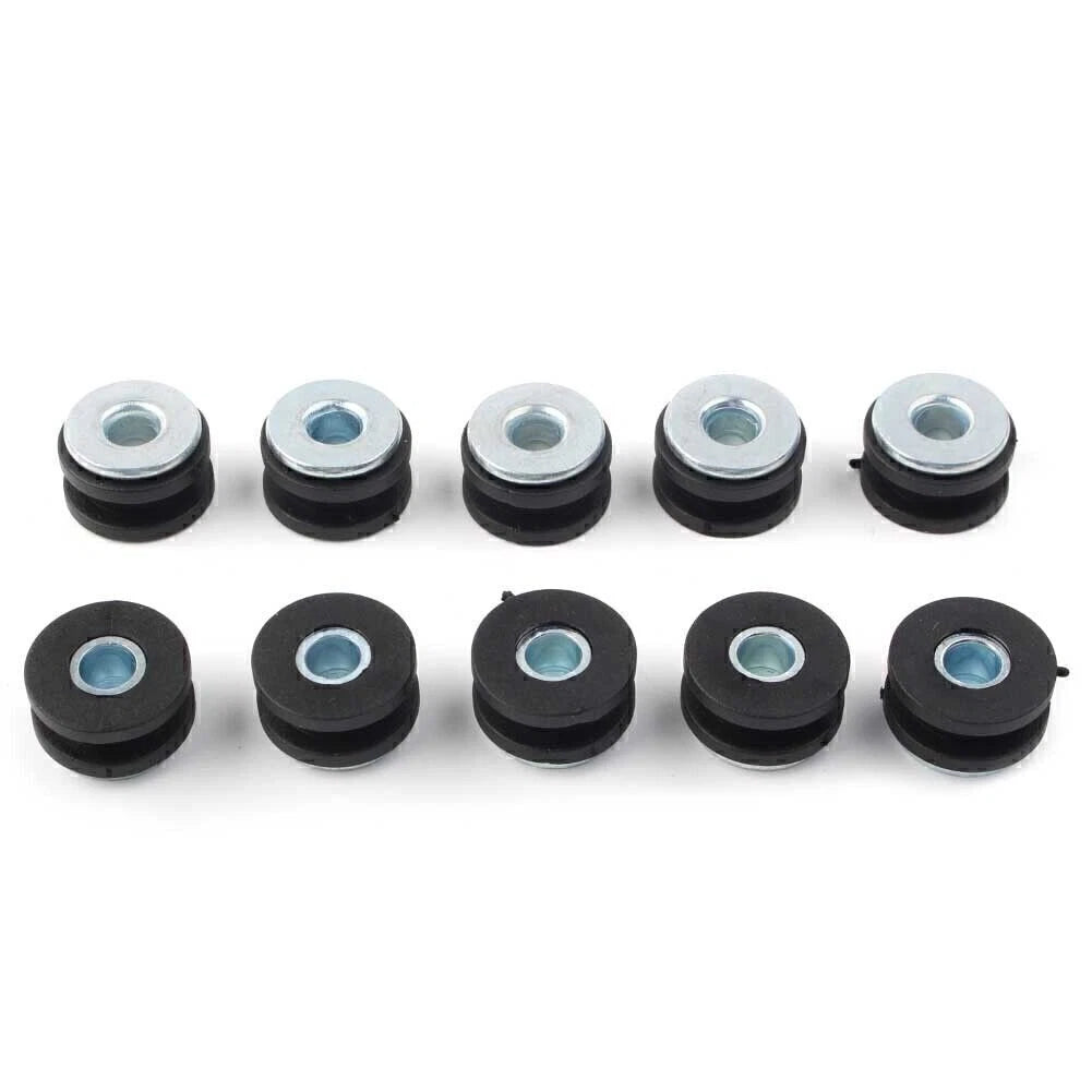 10x Rubber Fairing Cowling Grommet Bushing Bolts Gasket Black+Silver Motorcycle