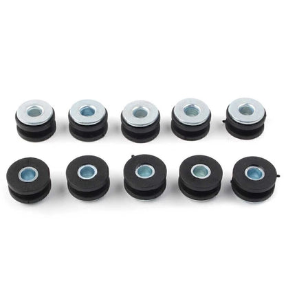 10x Rubber Fairing Cowling Grommet Bushing Bolts Gasket Black+Silver Motorcycle