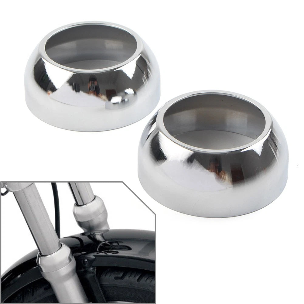US  Chrome Front Fork Boot Cap Covers 39mm For Harley Sportster Dyna FXR FXD us