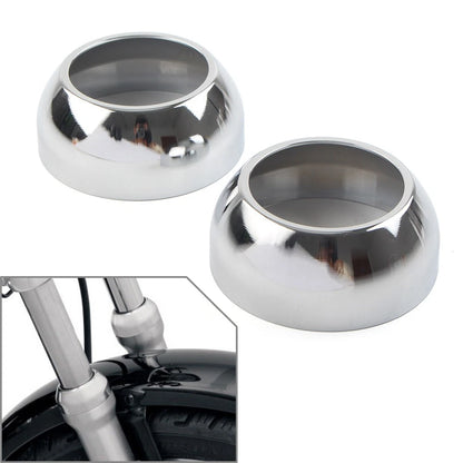 US  Chrome Front Fork Boot Cap Covers 39mm For Harley Sportster Dyna FXR FXD us