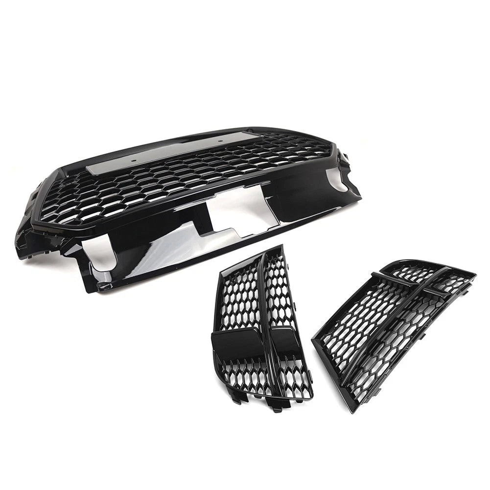 Front Honeycomb Grille With Fog Light Grille Cover Kit For Audi A3 2016-2019 US
