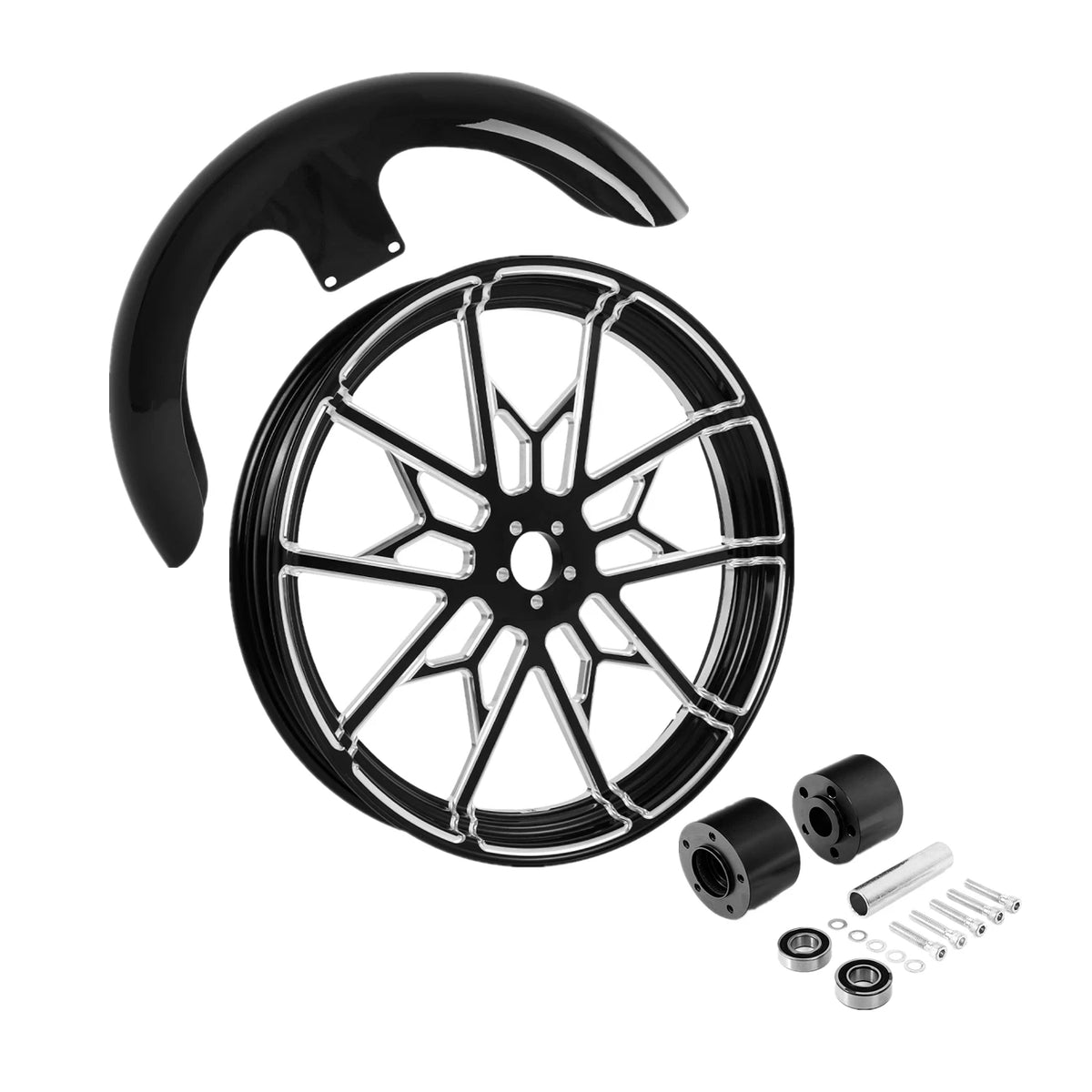 21" Front Wheel Rim Dual Disc Hub & Fender For Harley Electra Road Glide 2008-13