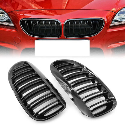 2PCS Front Kidney Bumper Grille For BMW E63 E64 650i M6 2004-2010 Gloss Black US