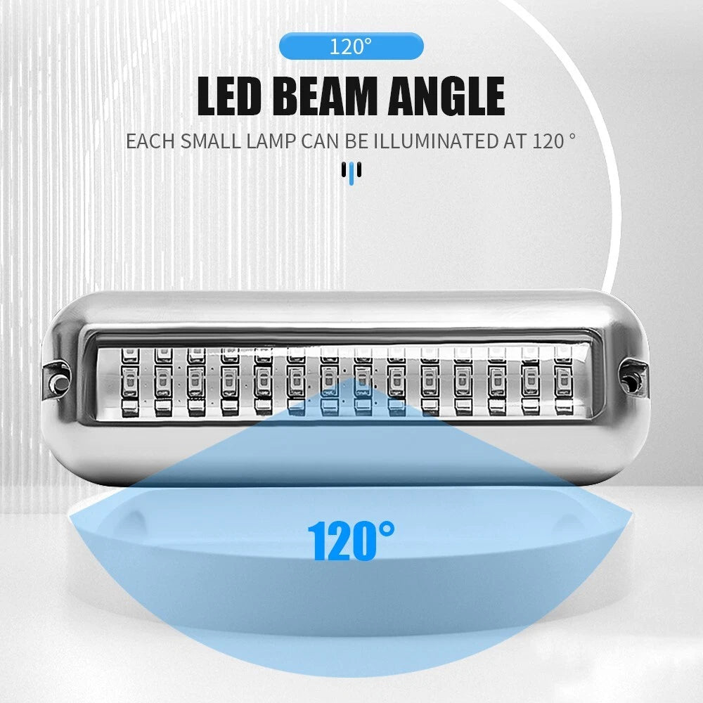 4Pcs White 42 LED Underwater Boat Marine Transom Lights Stainless Steel Pontoon